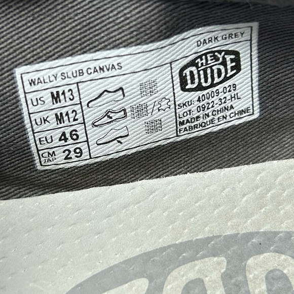 Hey Dude Men's Loafers Dark Gray Size 13 - Picture 8 of 9